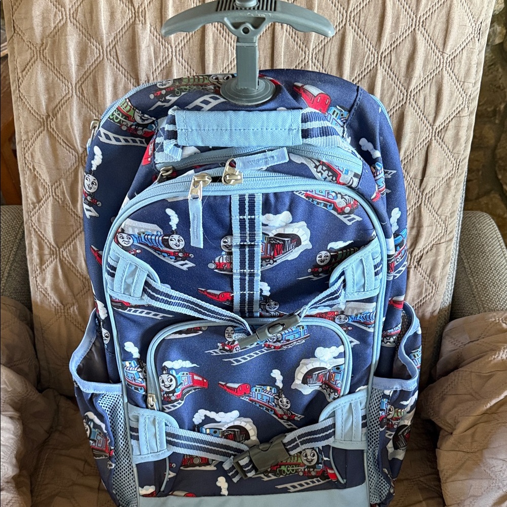 Pottery Barn Kids Thomas & Friends Rolling Backpack &
Thomas The Train toy bin.